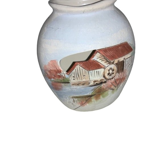 Unbranded Other - Clay Vase/ Planter with Country Barn Farm Scene
